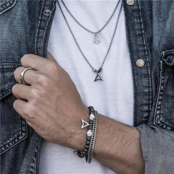 Cuff Chain Stainless Steel Silver Bracelet Men Non-Rust Men's Silver Bracelets - Picture 8 of 9